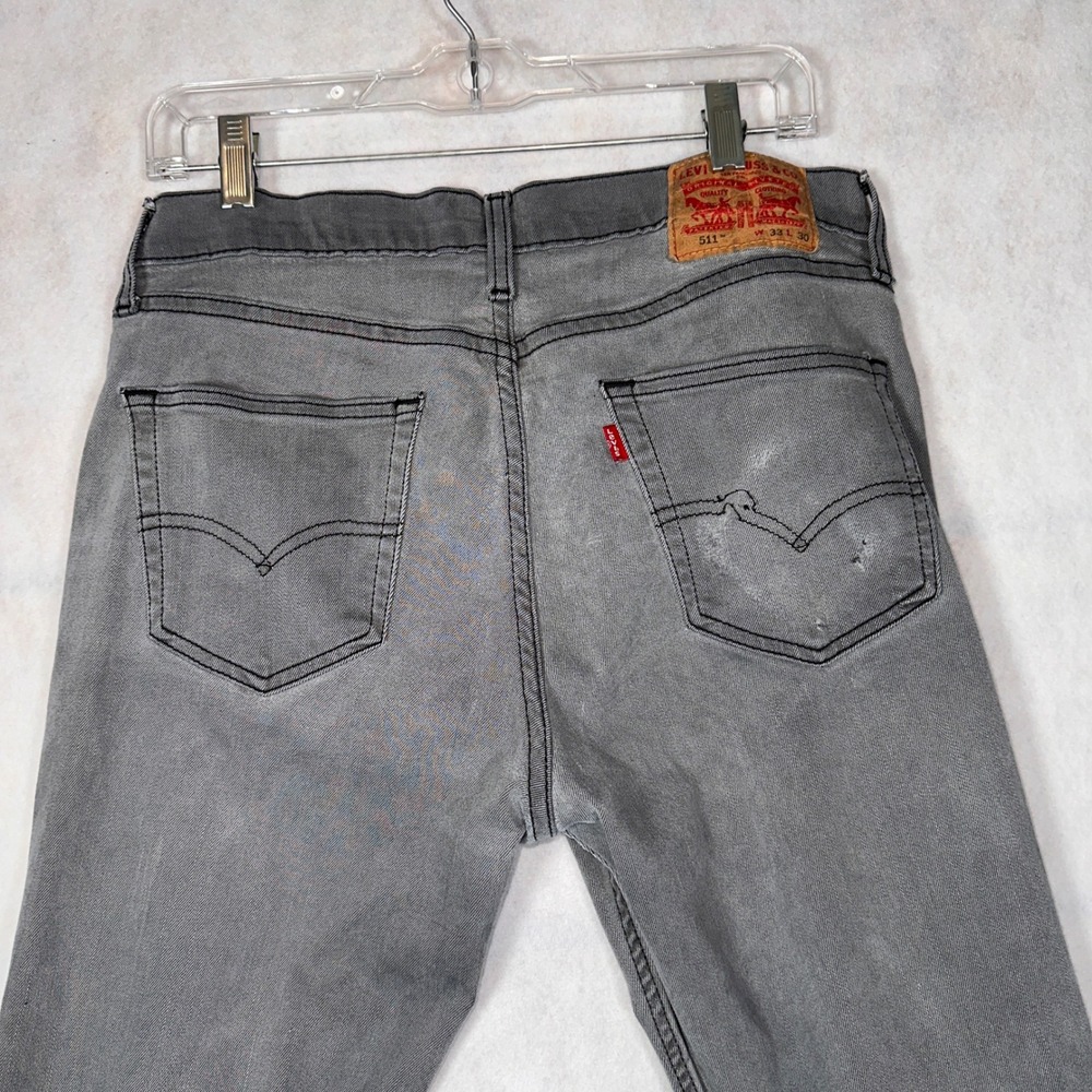 Levi's Jeans Mens 33x30 511 Slim Fit Gray Good Condition Stretch Denim - Picture 5 of 16